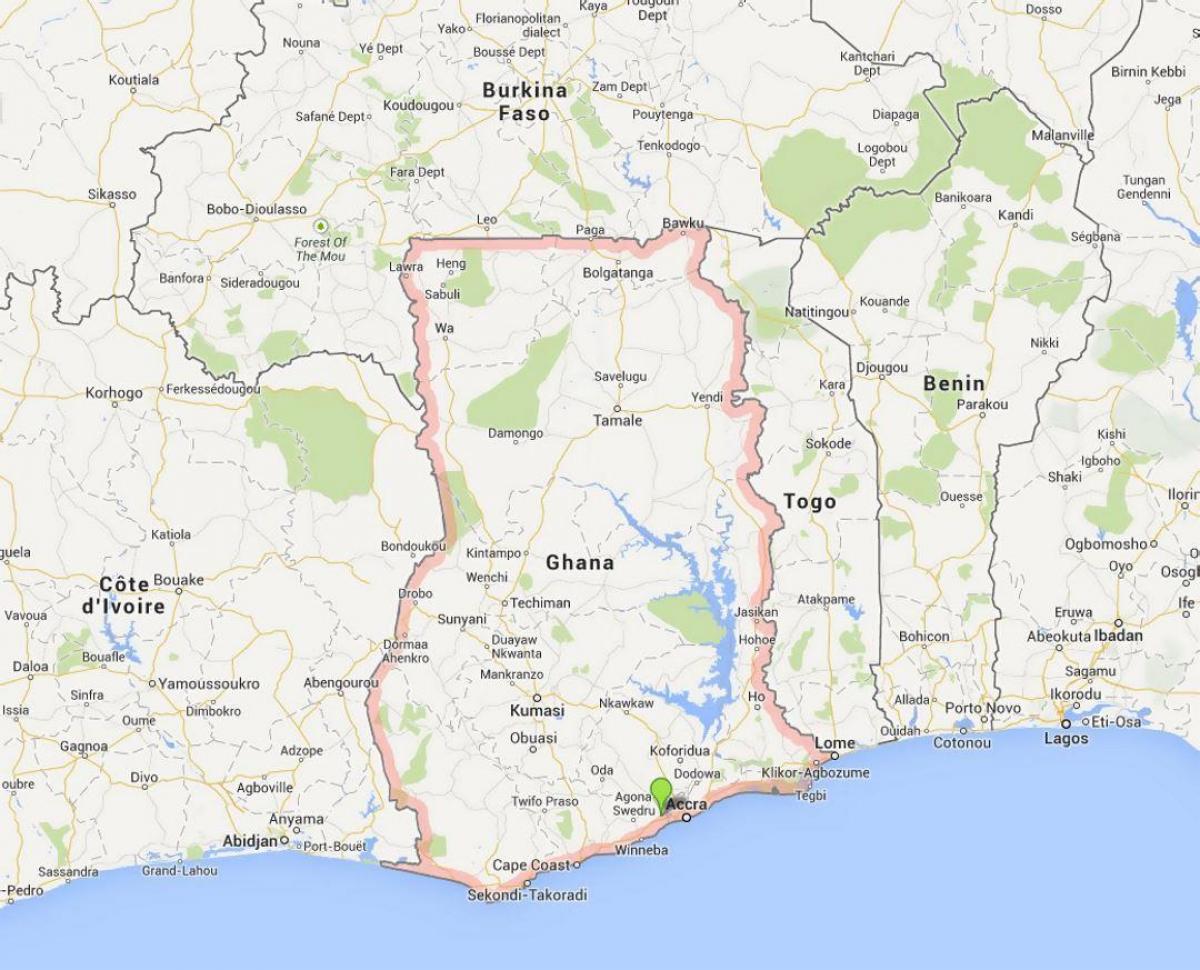 szczegółowa mapa akra, Ghana