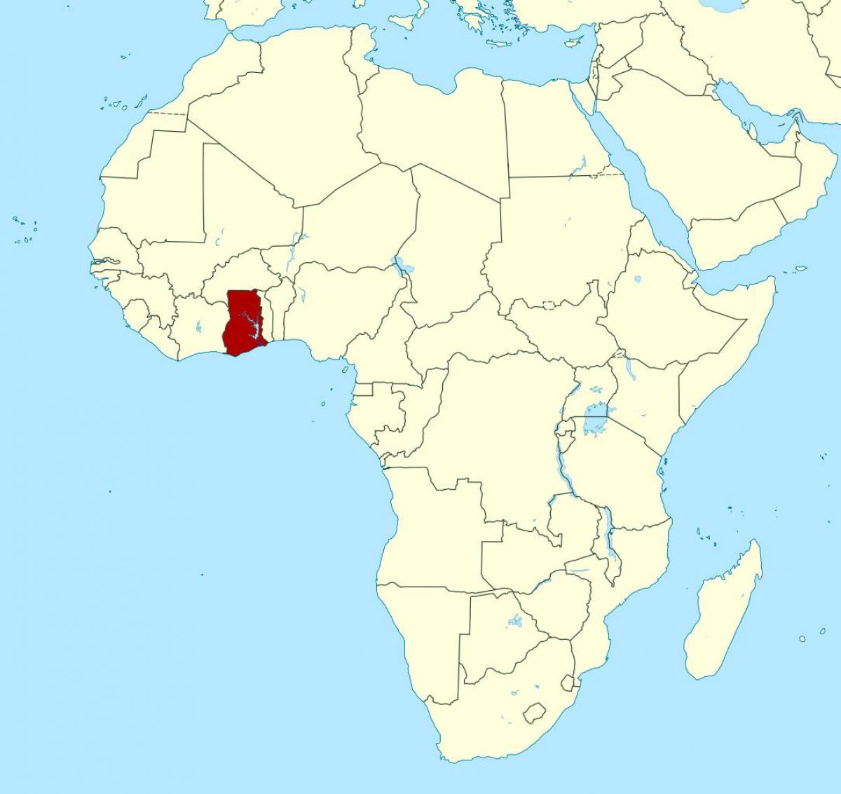 mapa Afryki, pokazując Ghana