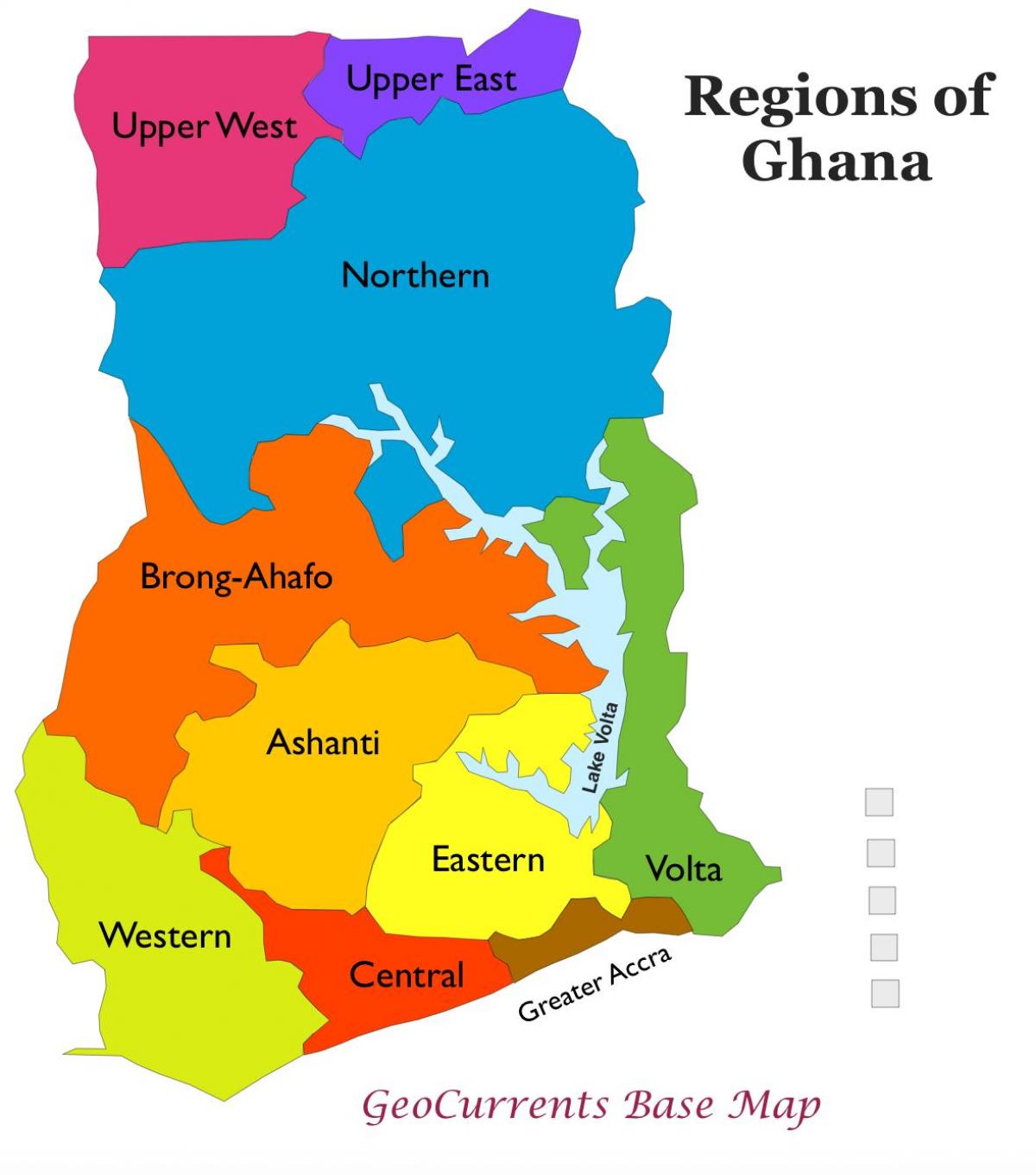 mapa Ghany z podaniem regionów