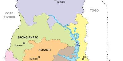 Mapa politycznych Ghana